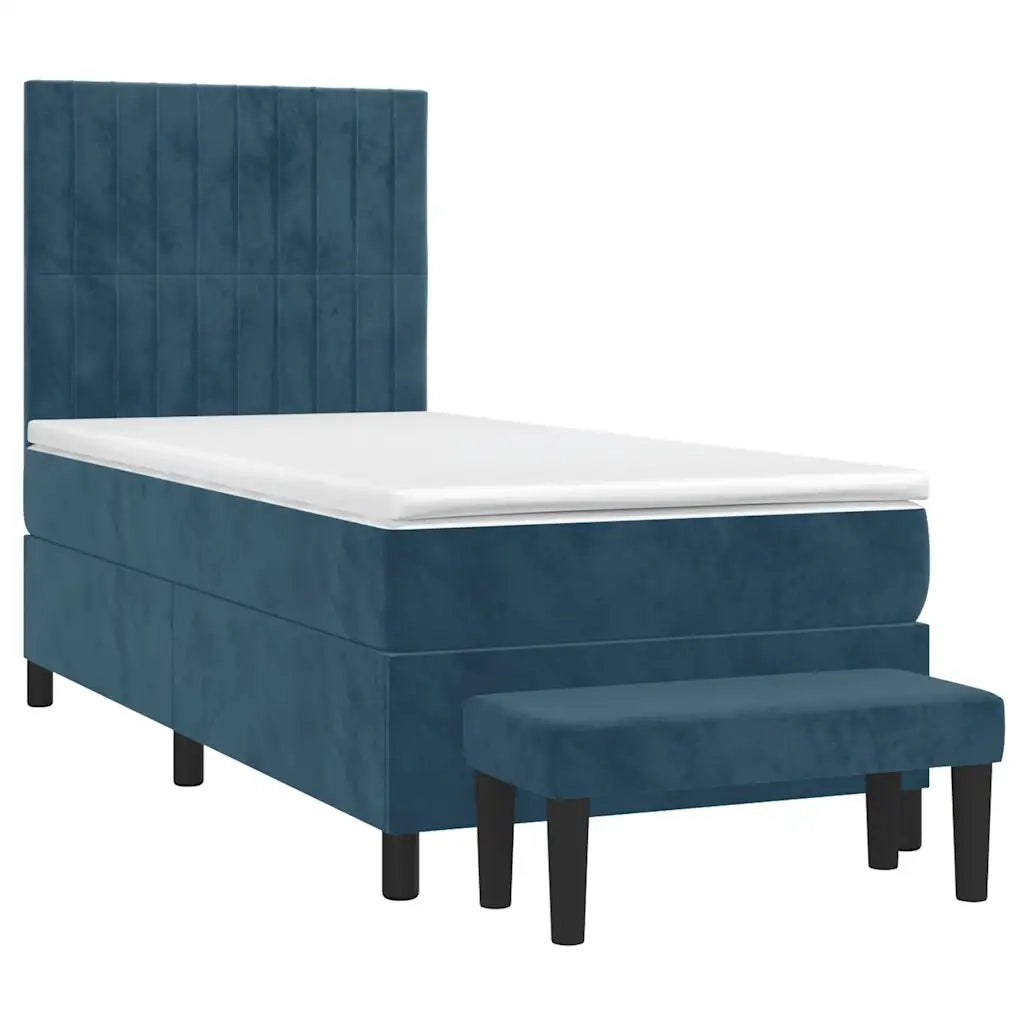 Giroletto a Molle con Materasso-Struttura Letto Blu Scuro 90x200 cm in Velluto 640299
