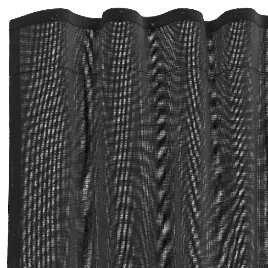 Tende in Voile con Tasche per Aste 2 pz Nero