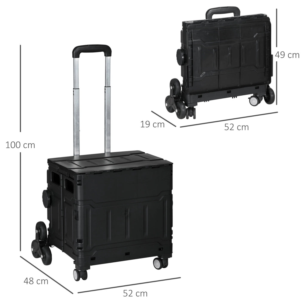 Carrello della spesa pieghevole ¨C zephmum ¨C Nero, acciaio, 65 kg