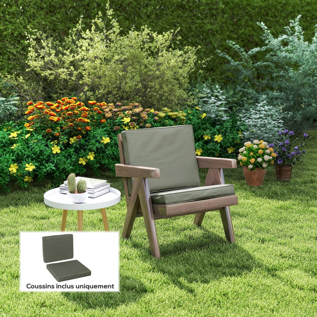 Poltrona da giardino con cuscini ¨C Zephmum ¨C Tessuto grigio scuro 56x52/56x46 cm