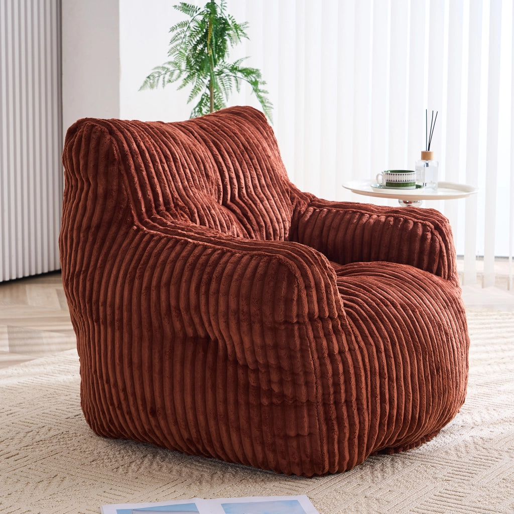 Pouf Sacco Imbottito in Tessuto Cord ¨C MINIMAL ¨C Rosso Mattone