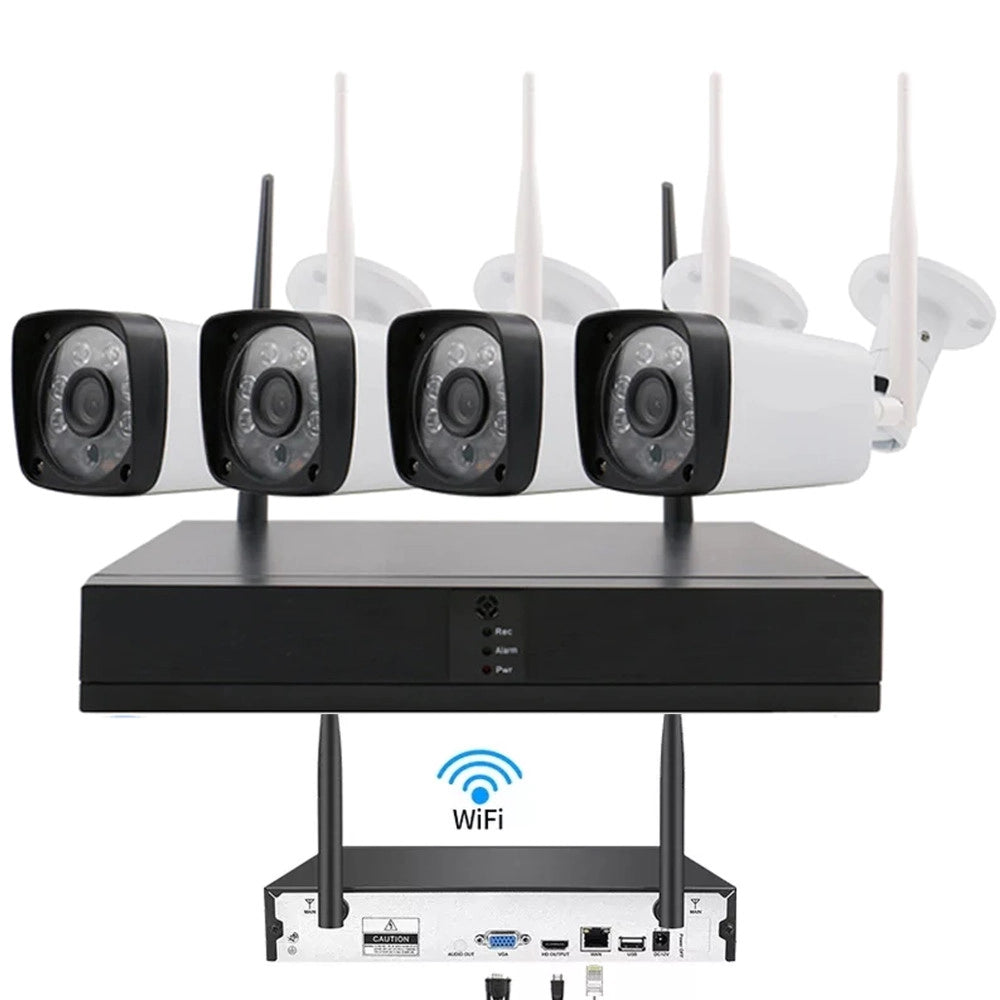 Trade Shop - Kit Dvr Wireless Wifi 4 Canali Sistema Registrazione Cctv Hd 4 Telecamera Q-s4i -