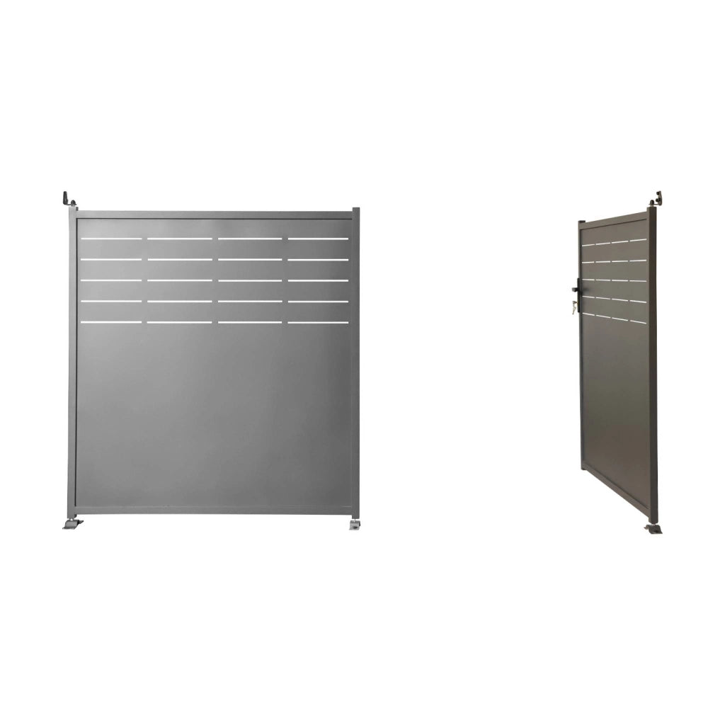 Cancello da giardino in acciaio zincato a 2 ante con serratura e