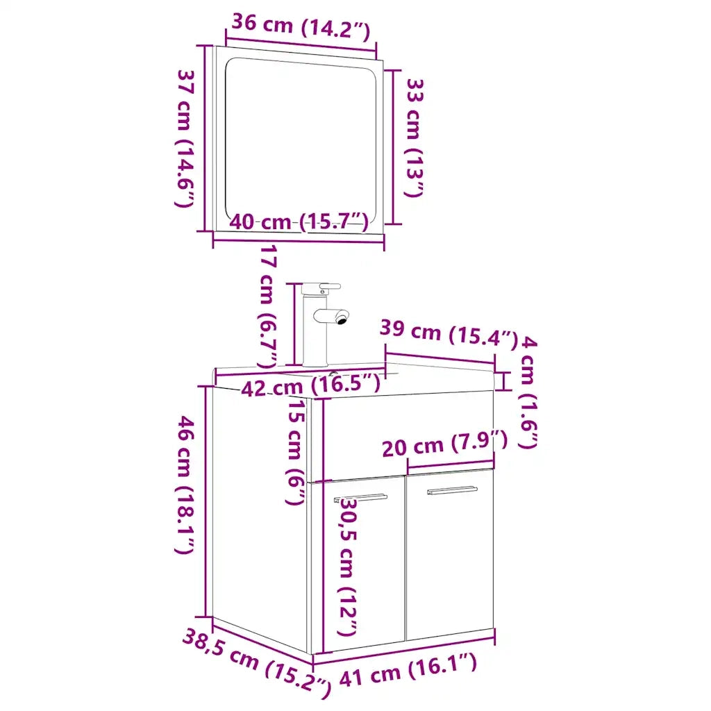 Set Mobili da Bagno 3 pz Rovere Sonoma in Legno Multistrato