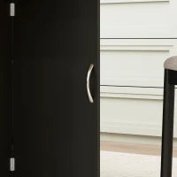 Tavolo Pieghevole Consolle per 4-6 persone con Ruote e Ripiani, 140x75x74cm, Rovere e Nero