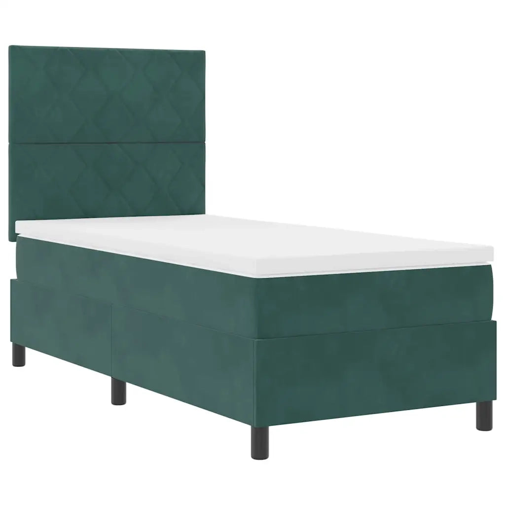 Letto a molle con materasso Verde Scuro 100 x 200 cm Velluto 3339881