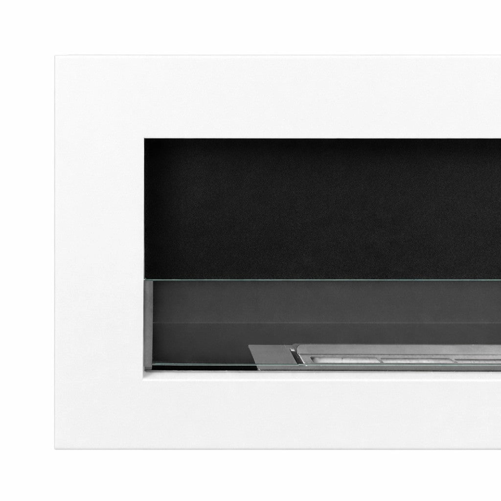 Camino a Bioetanolo a Parete 120x15x41 cm Siena Struttura in Acciaio Bianco