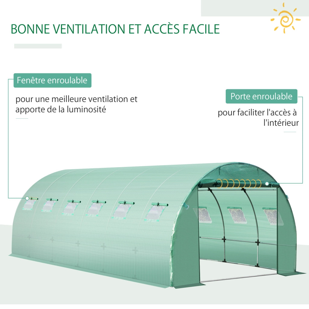 Serra Tunnel 18 m2 ¨C zephmum ¨C Verde 6x3x2 m PE Anti-UV 12 Finestre + Porta