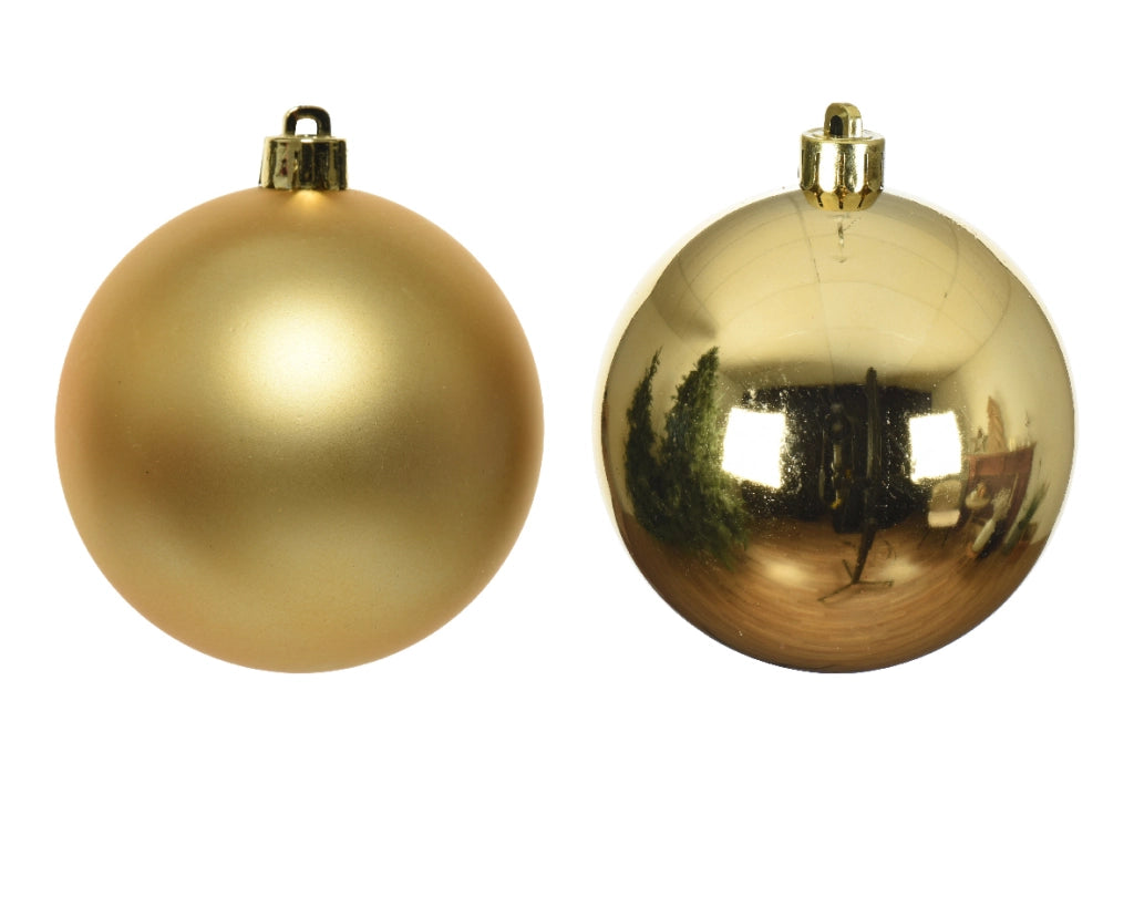 Box da 10 palline di Natale colore oro 6 cm