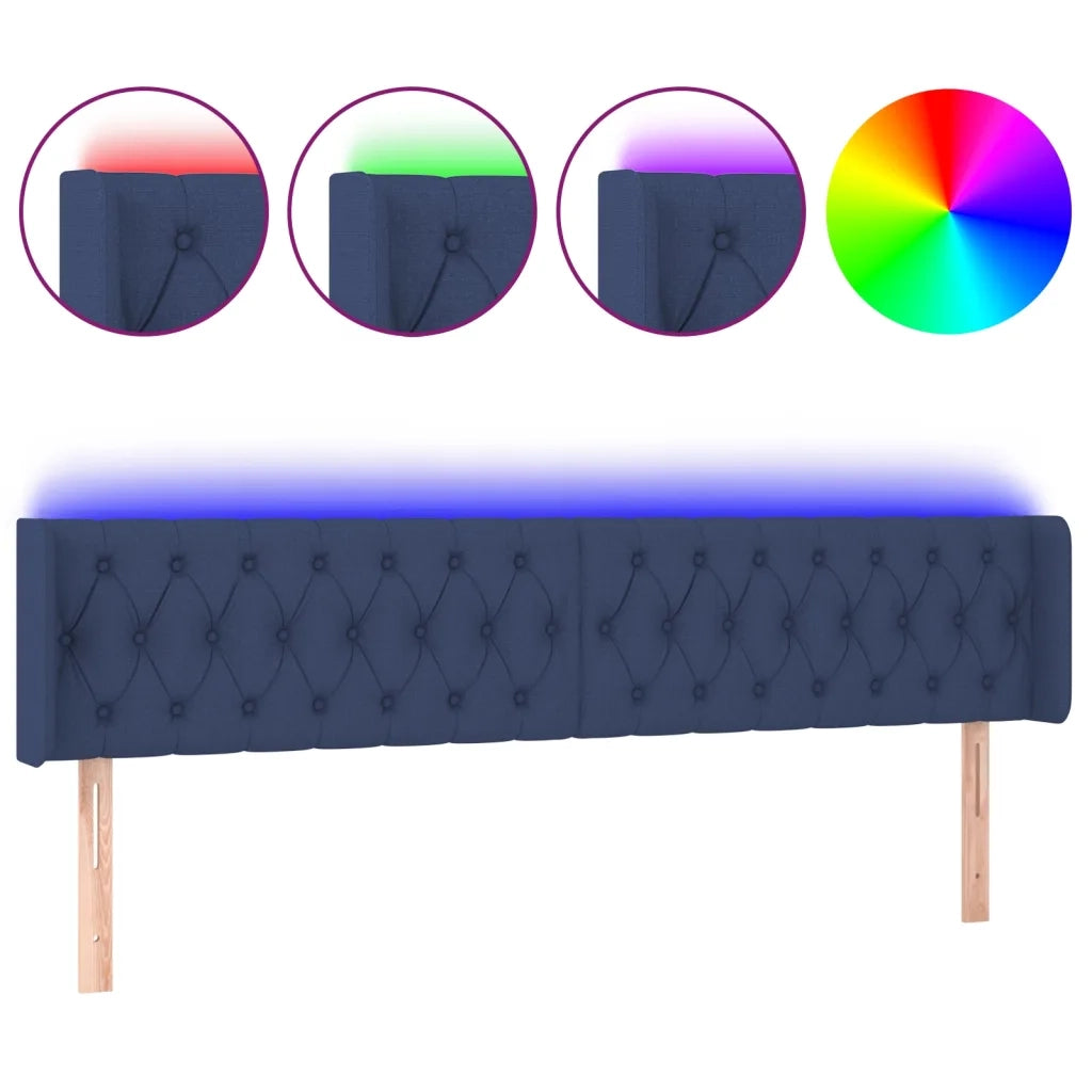 Testiera | Testata a LED Blu 203x16x78/88 cm in Tessuto