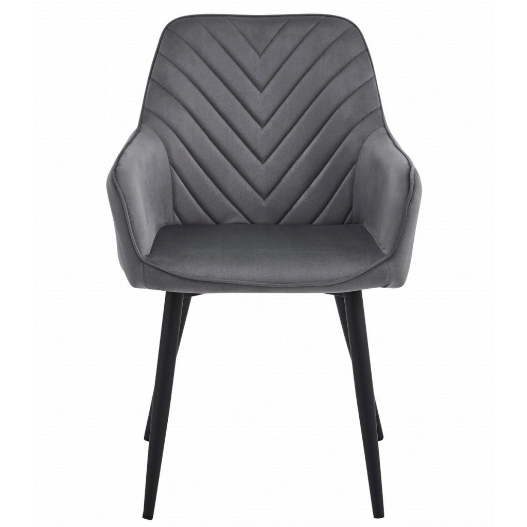 Sedia Nana in Velluto Grigio Scuro con Gambe Nere