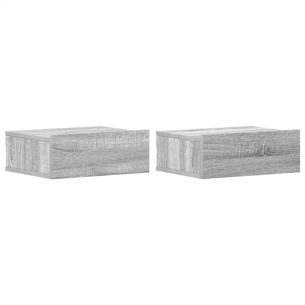 Comodini Pensili Grigio Sonoma 2pz-Set di 2 Tavolino da notte 40x30x15cm Legno Multistrato