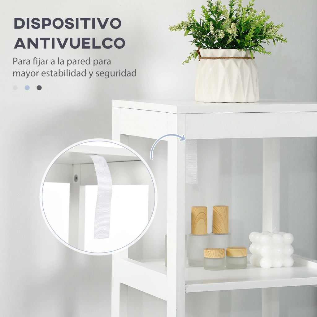 Libreria con 3 ripiani aperti e 2 cassetti ¨C Zephmum ¨C 30x30x144 cm bianco