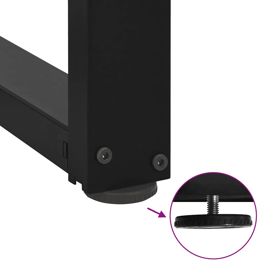 Gambe per tavolo da pranzo a forma di T 2 pz nere 70x35x(72-73) cm in acciaio 4013056