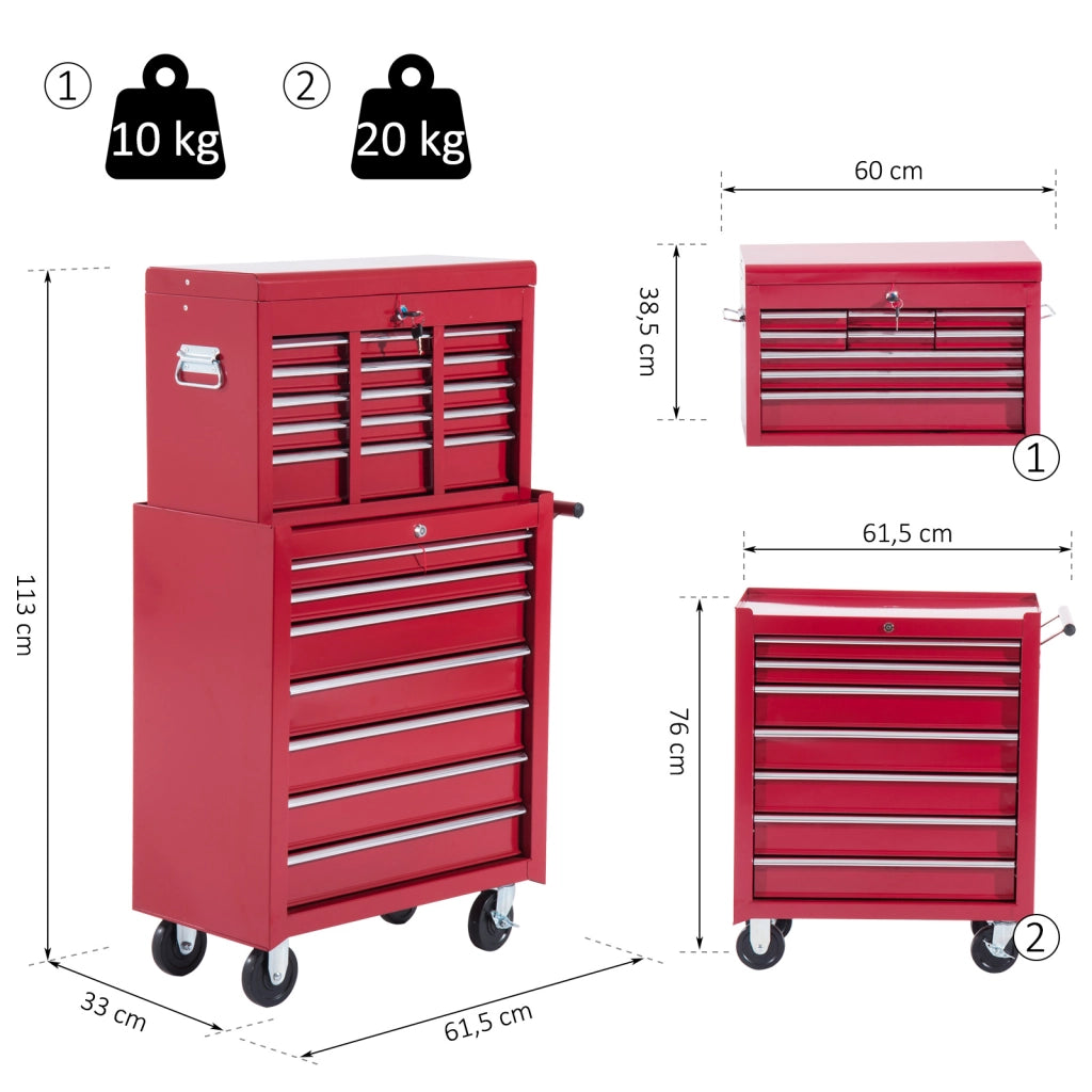 Carrello portautensili con cassetti e serratura ¨C Minimal ¨C Rosso