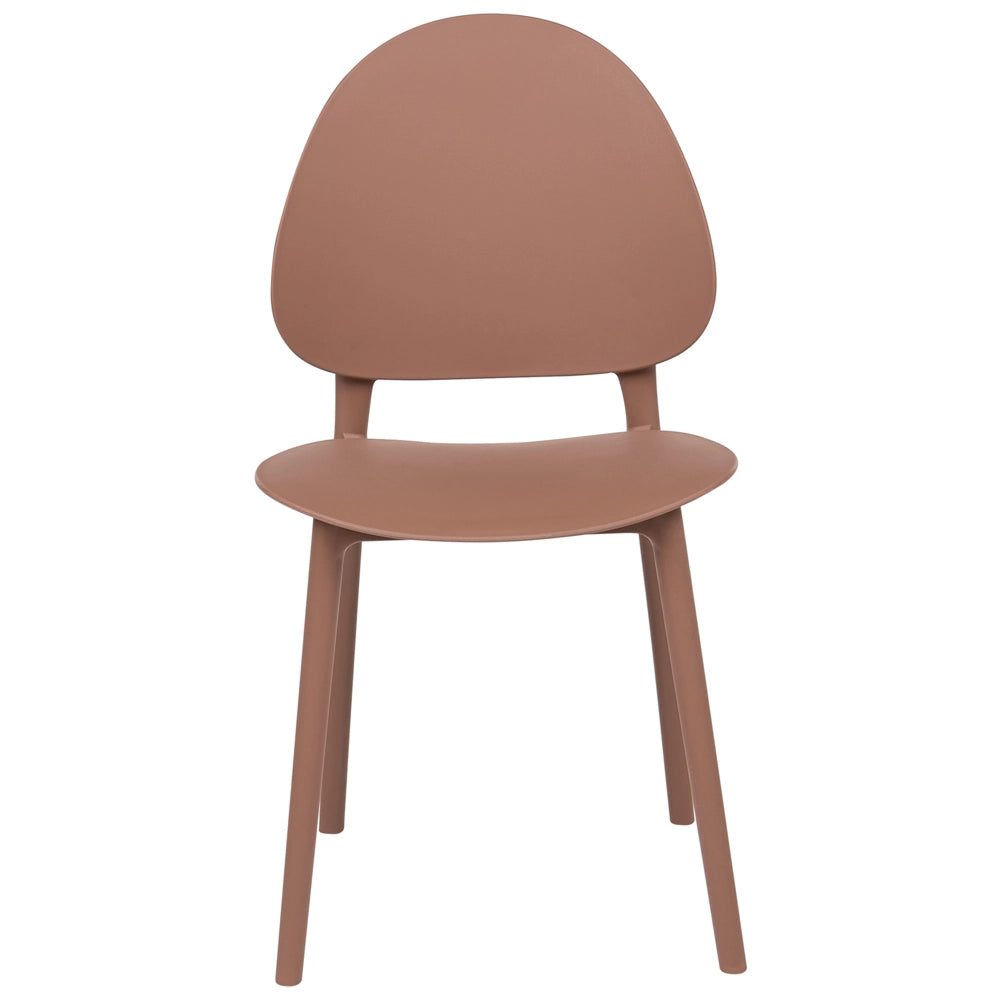 Set di 4 sedie da pranzo in plastica marrone per interni ed esterni senza braccioli stile classico minimalista