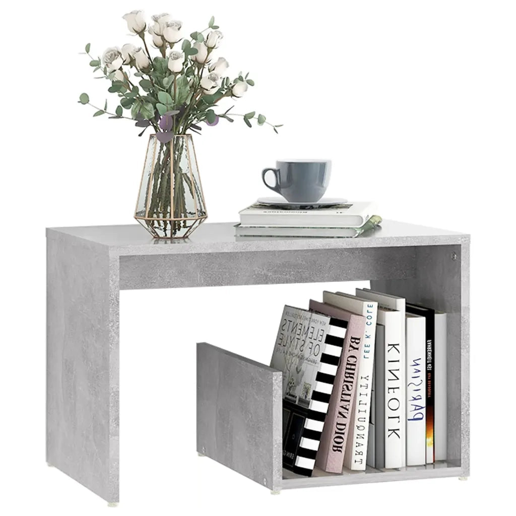 Tavolino-Tavolino da soggiorno-Tavolo Grigio Cemento 59x36x38 cm in Legno Multistrato