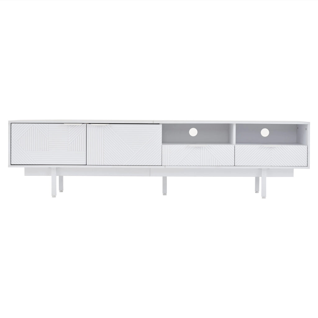 Mobile TV Geometrico con Ante e Vano Contenitore ¨C MINIMAL ¨C Bianco, 200x40x51 cm