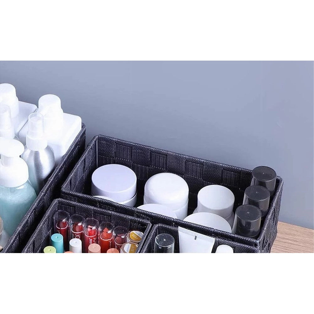 Trade Shop - Set 6 Pz Scatola In Tessuto Organizer Scaffali Porta Oggetti Grigio Scuro 79068 -