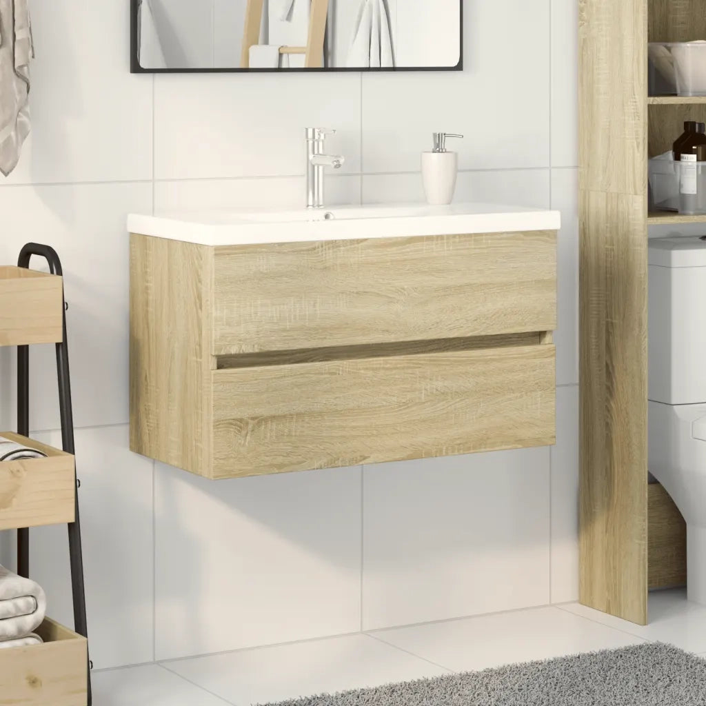 Set Mobili da Bagno | Armadio da bagno 2 pz in Ceramica e Legno Multistrato