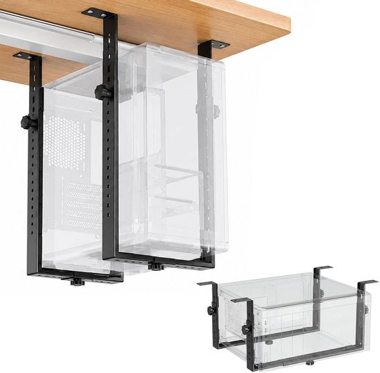Sostegno per PC Regolabile 50 cm - Sotto Scrivania - Sostegno per CPU - Capacità di Carico 35 kg - Acciaio di Alta Qualità - Utilizzabile Universalmente