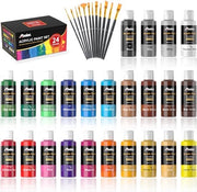 Set di vernice acrilica - 24 colori - Adatto per principianti e artisti - 12 pennelli.