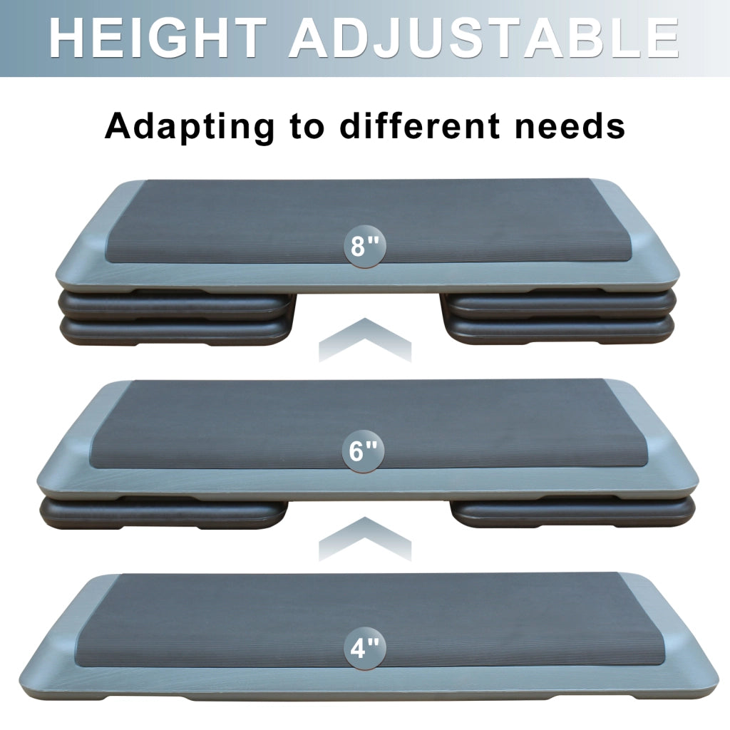 Piattaforma step aerobica ¨C Minimal ¨C 110cm, altezza regolabile, con 4 rialzi, grigia