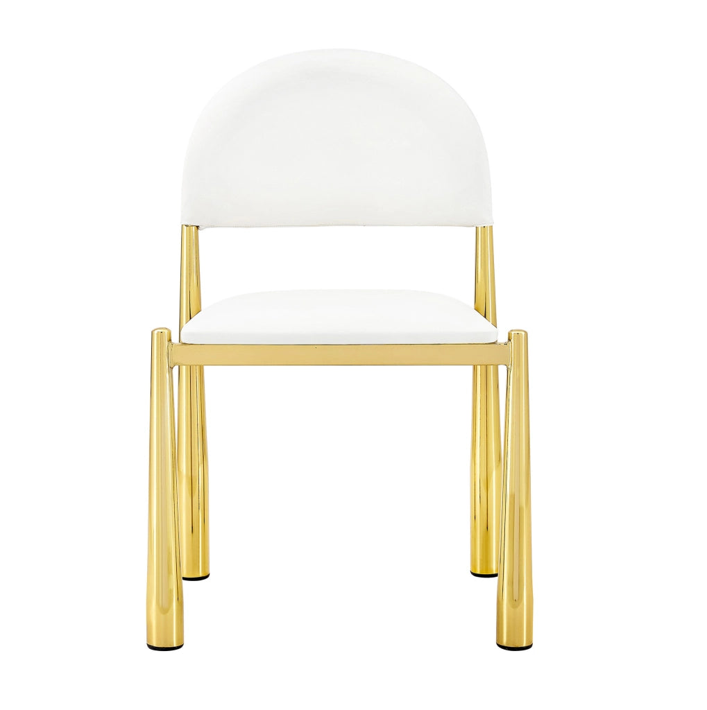 Sedia da pranzo con schienale semicircolare imbottito in PU bianco