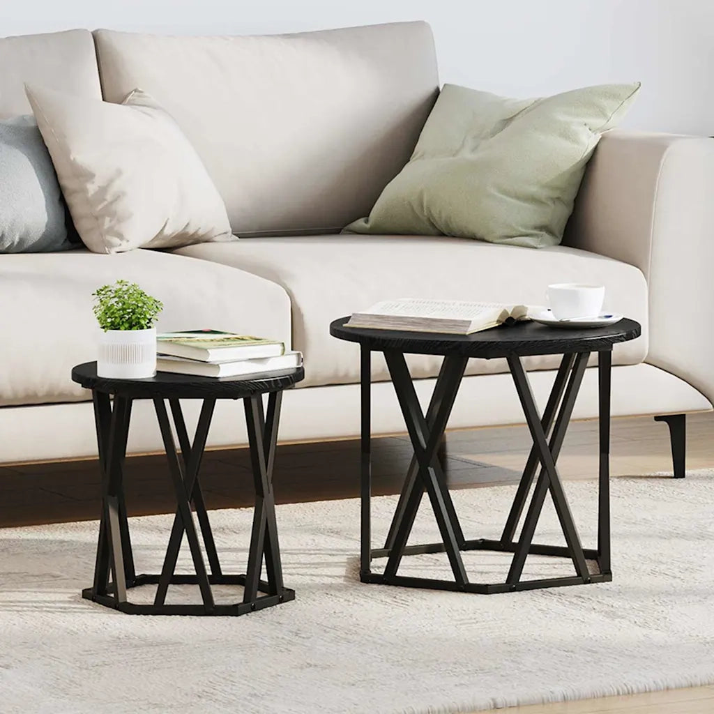 Tavolo laterale 2 pcs Rovere Nero 868243