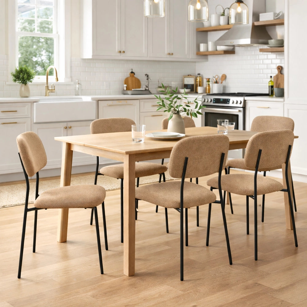 Set 4 Sedie Tortora Parigi in Tessuto con Struttura in Metallo Seduta Ergonomica