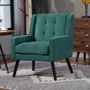 POLTRONA Imbottita 68x29,5x67 cm Verde Retrò in lino e legno massello