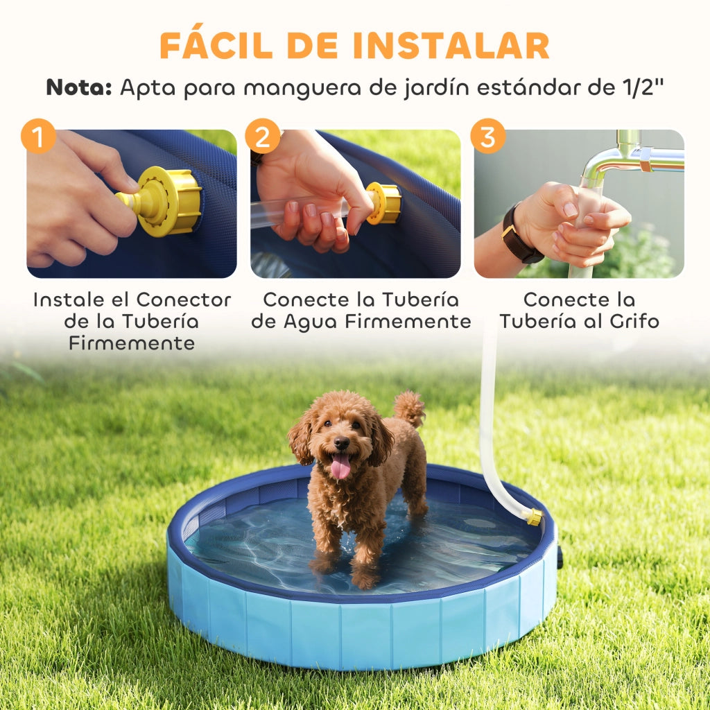 Vasca per Cani Pieghevole ¨C Zephmum ¨C PVC Antiscivolo Blu Chiaro ?80x20 cm
