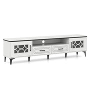 Mobile porta TV 180,5 x 35 x 46 cm per TV fino a 80" ampio spazio di archiviazione stile country legno bianco 20_0018028