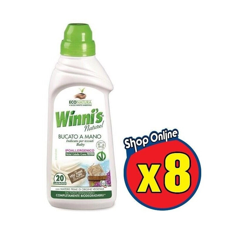 8 WINNI'S NATUREL DETERSIVO BUCATO A MANO PER TESSUTI BABY DA 750 ML