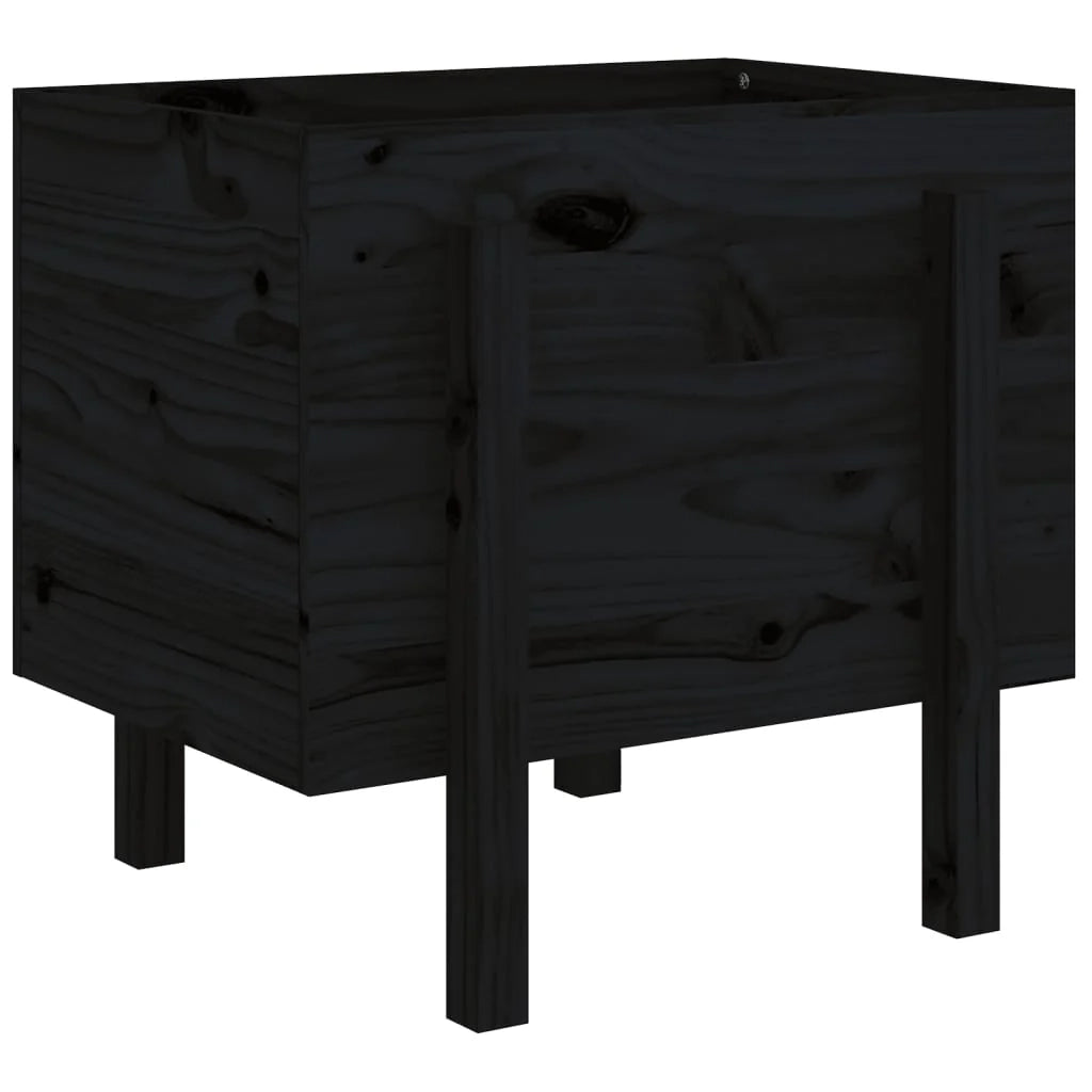 Fioriera rialzata per piante e fiori terrazza giardino 62 x 50 x 57 cm legno massello di pino nero 02_0037764