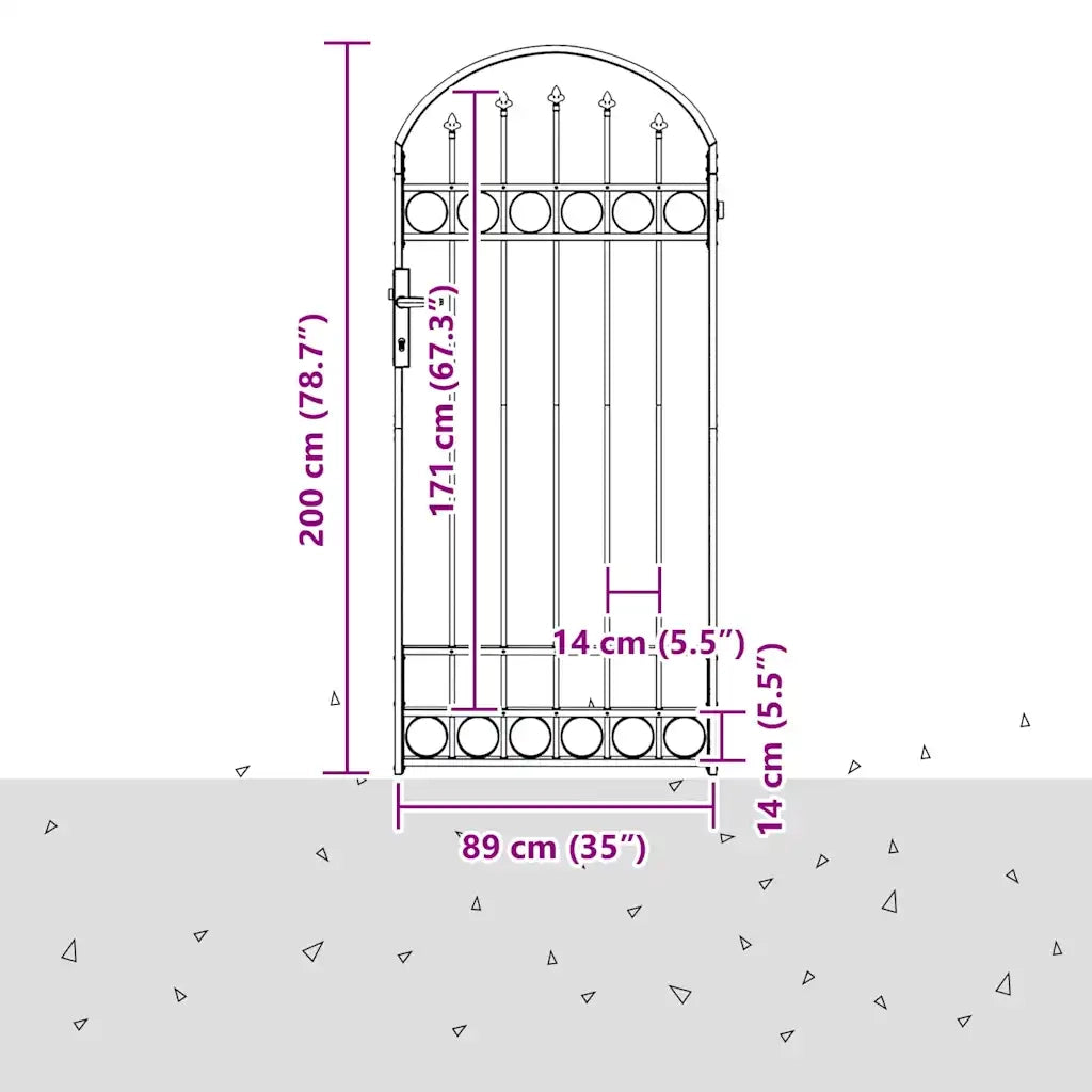 vidaXL Cancello per recinzione Grigio 89 x 200 cm Acciaio
