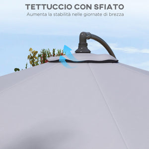Telo per Ombrellone da Ø295 cm 8 Stecche Palo Centrale o Laterale Resistente all'Acqua Grigio
