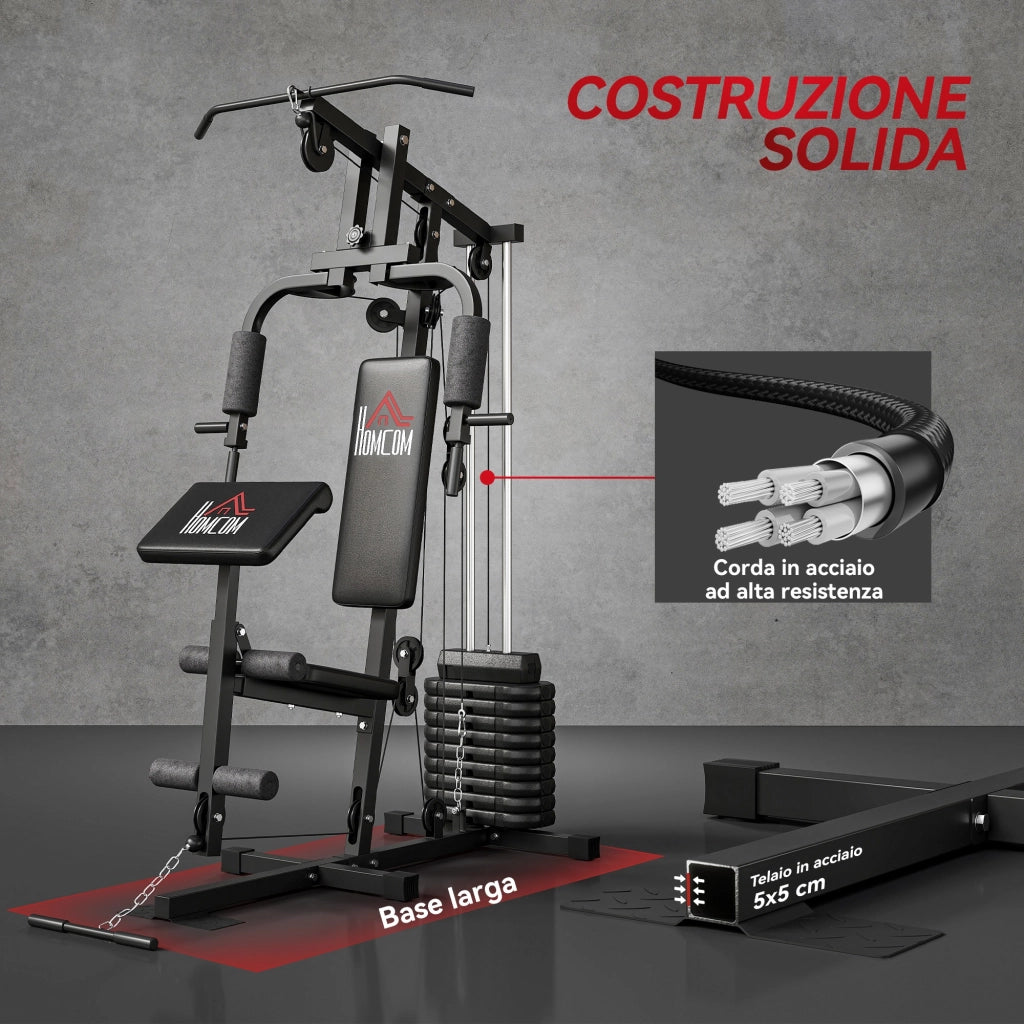 Torre per Palestra Multifunzione con Panca e Pesi ¨C zephmum ¨C 135x103x210cm