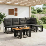 Set Divano da Giardino 6 pz Nero e Grigio scuro polyrattan 3437855