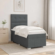 Letto Box Spring LED con Materasso Grigio Scuro 90 x 190 cm 3455699