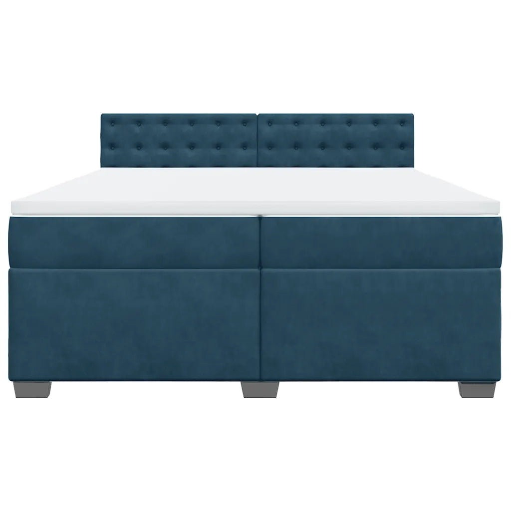 vidaXL Giroletto a Molle con Materasso Blu 200x200 cm in Velluto