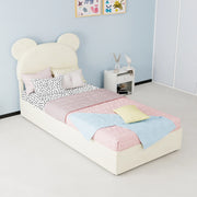 letto imbottito tessuto e metallo beige 90 x 200 cm
