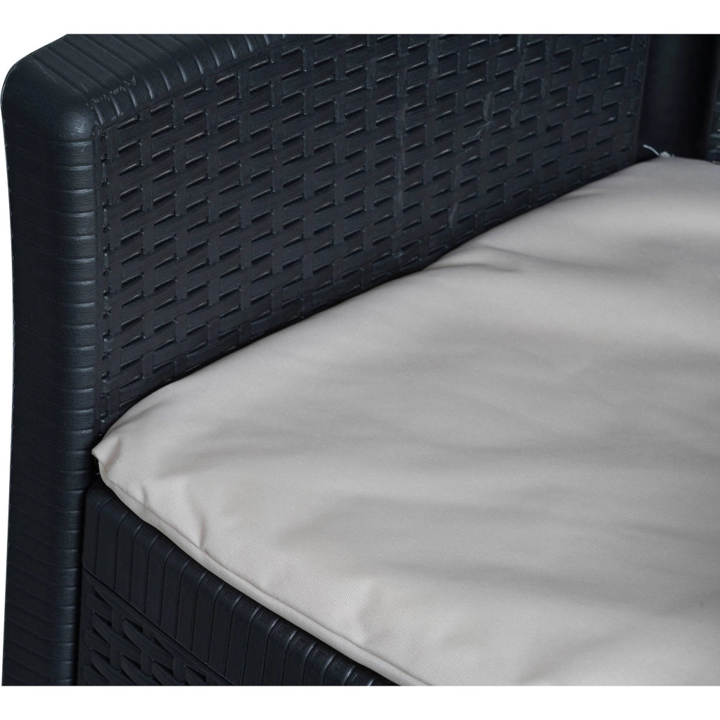 Sedia da esterno Amilton, Seduta da giardino, Poltrona outdoor effetto rattan, 100 % Made in Italy, Cm 60x58h89, Antracite