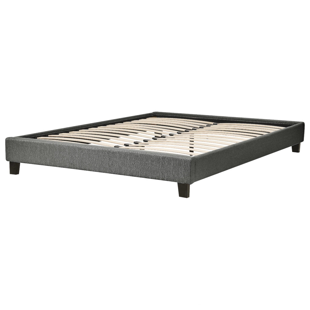 Letto 160 x 200 cm Rete a doghe in tessuto grigio senza testiera