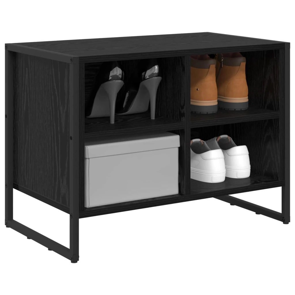 Mobile per scarpe-Scarpiera Rovere Nero 60 x 35 x 44 cm Legno multistrato 786454