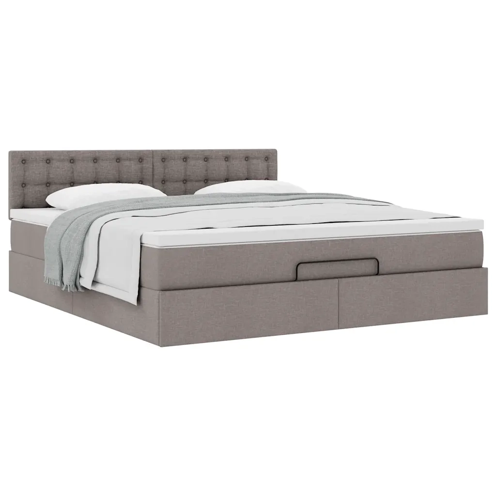 Struttura Letto Pouf con Materasso Tortora 180x200cm in Tessuto 3311647