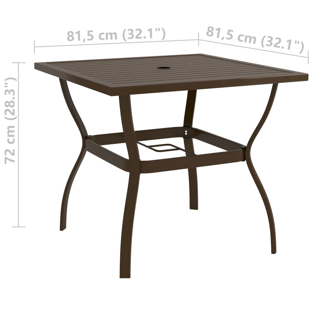 Tavolo da Giardino Marrone 81,5x81,5x72 cm in Acciaio 312279
