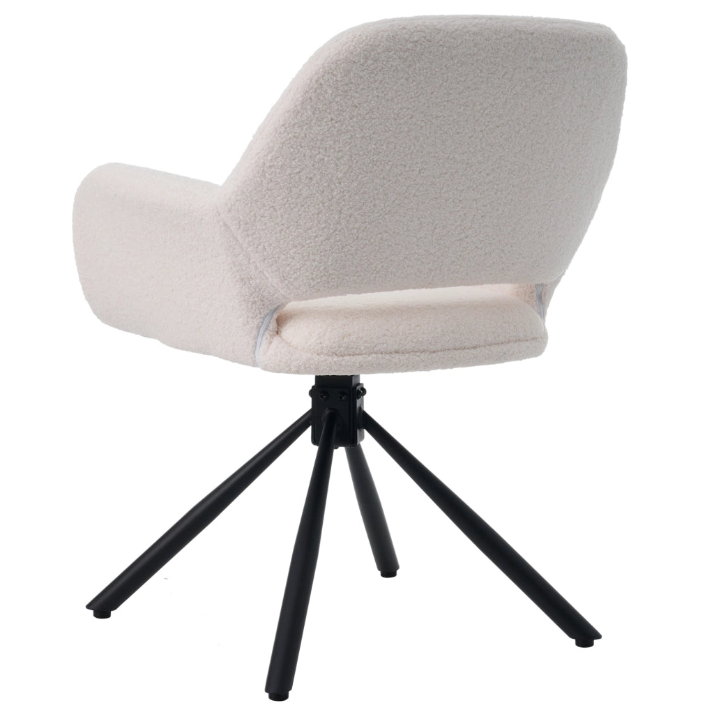 Set di 6 sedie girevoli con braccioli in Sherpa bianco