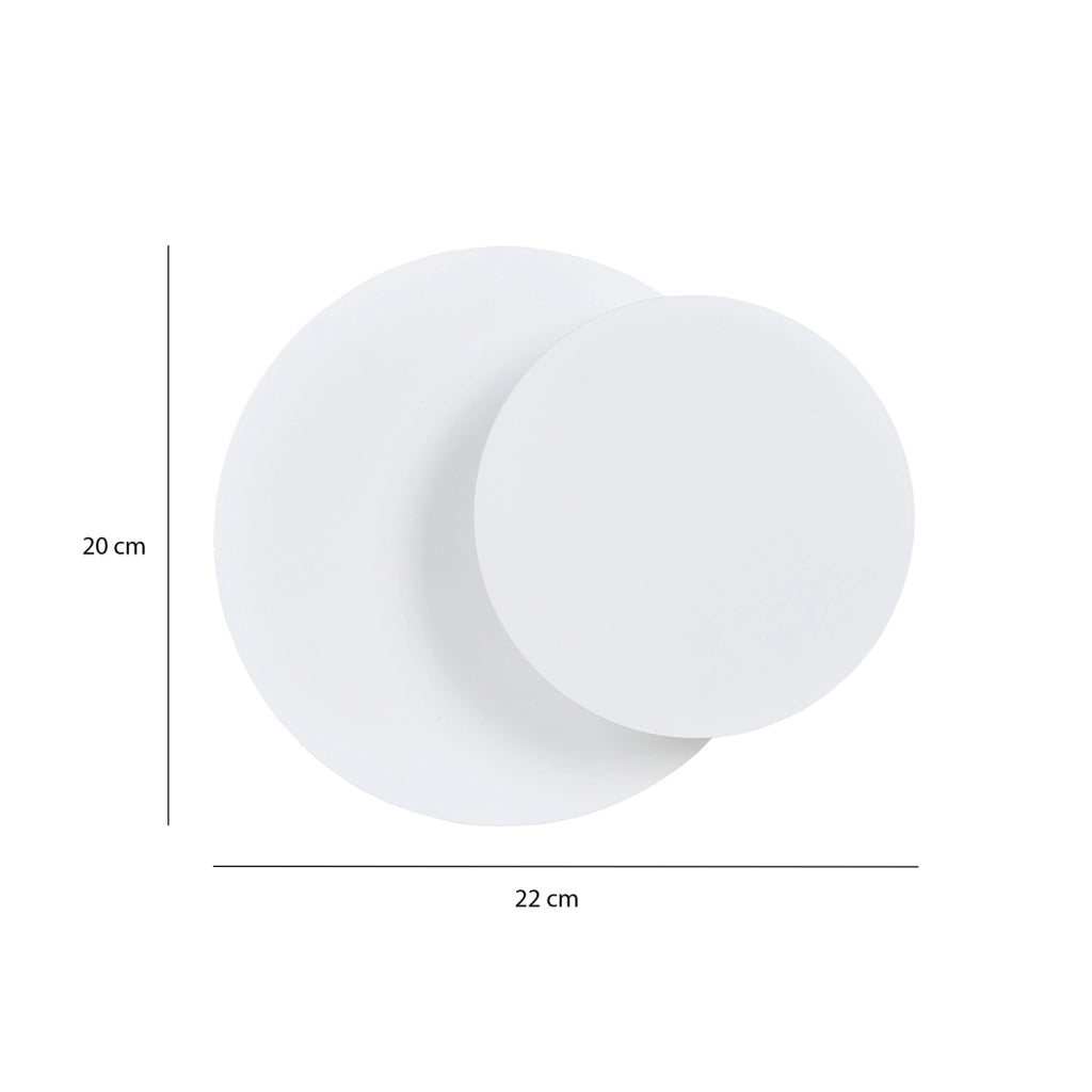 Applique 1 Luce A Disco Con Base In Acciaio Bianco