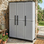 Mobile da Giardino Aruro, Armadio da Esterno 3 Ripiani Made in Italy, 102x37x169h cm Grigio Chiaro